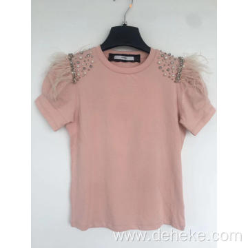 Girl's fur and beads hand make t shirt